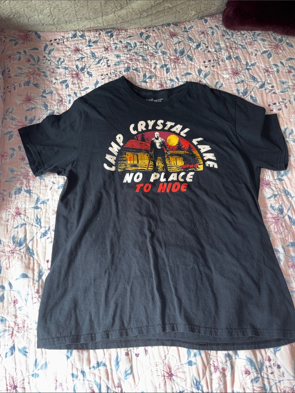 Camp Crystal Lake 'No Place to Hide' Black Graphic Short Sleeve Tee